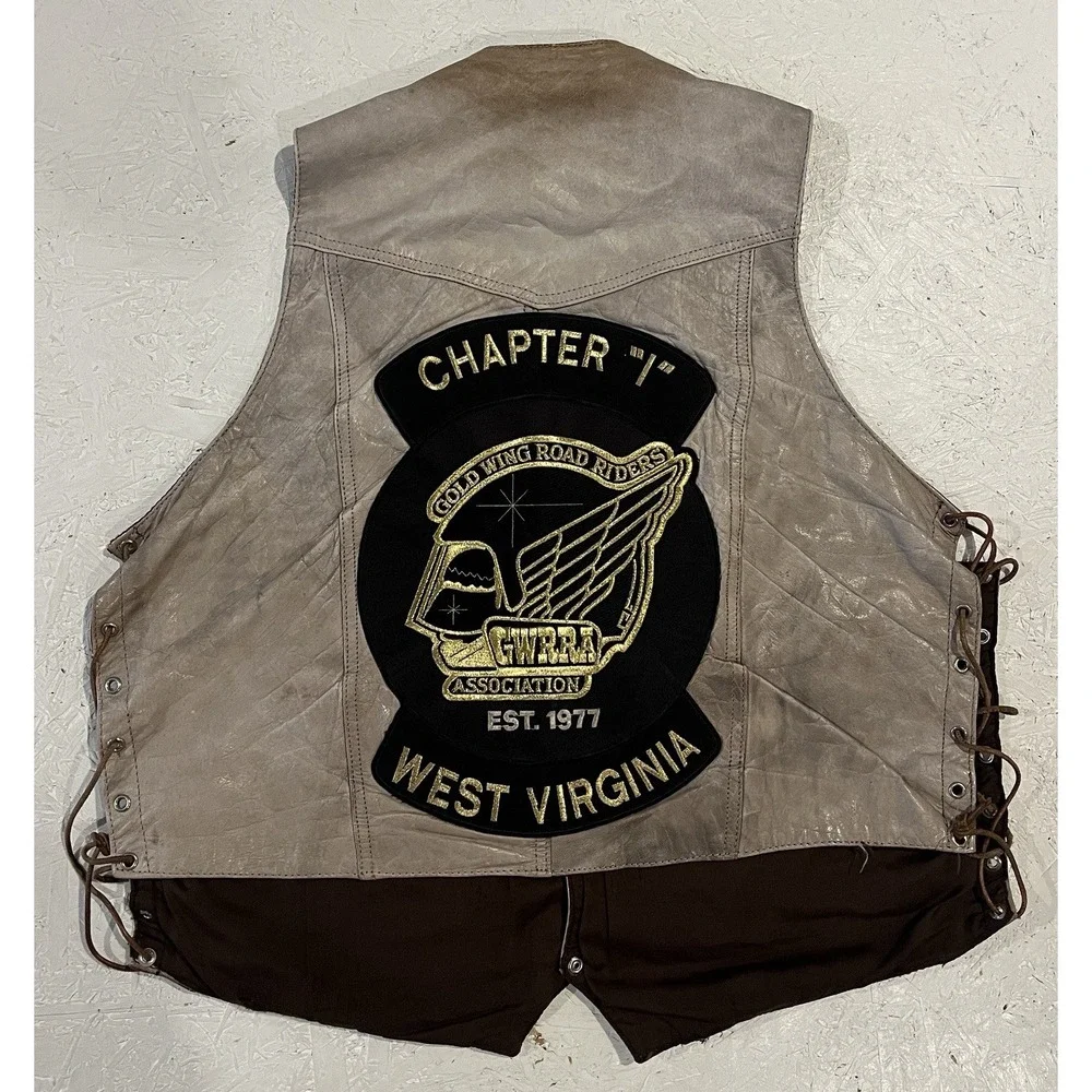 Vintage Hudson Leather‎ Gold Wing Road Riders Motorcycle Vest Mens 48 Grunge